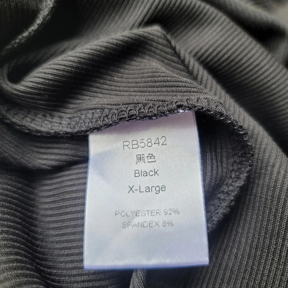 NWOT Women's RB5842 Black Snap Stretch Polyester T-Shirt Ribbed XL - Picture 3 of 7
